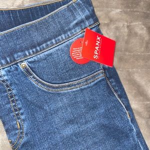NWT~Spanx distressed medium wash denim leggings